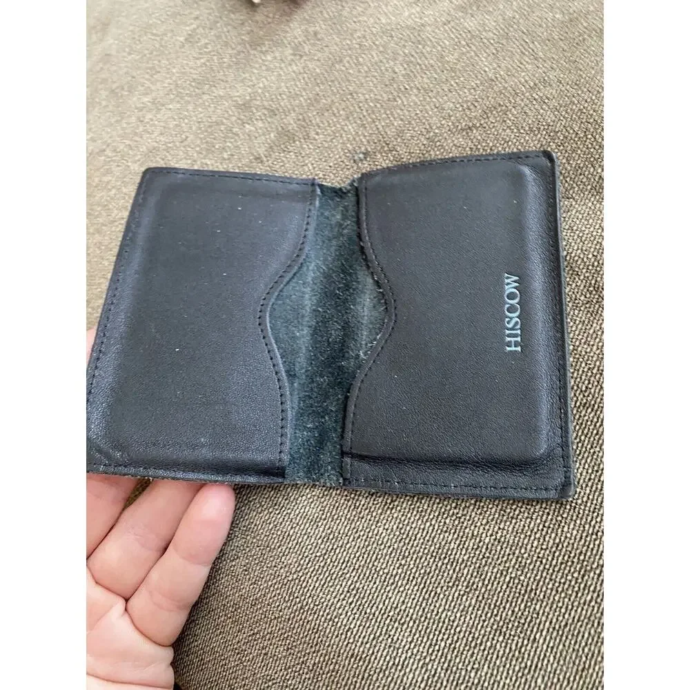 Hiscow Mens Bifold Leather Wallet Credit Card holder money black